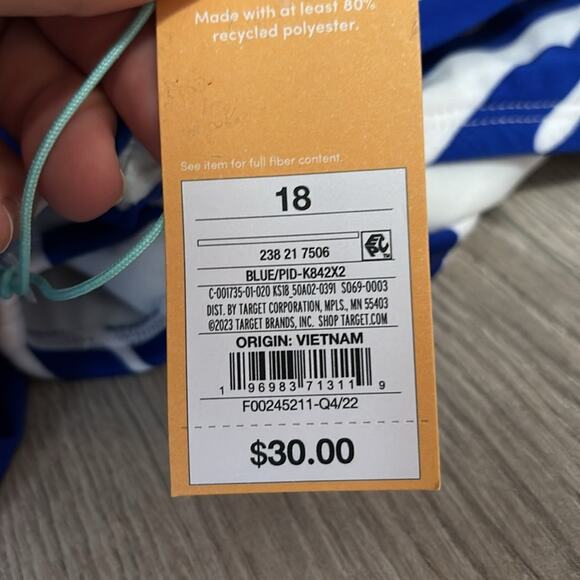 Kona Sol Blue and White Bikini with Summer Coral Print Underwire Swim Suit Set - Picture 12 of 12